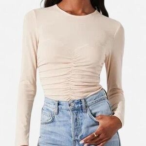 ASTR The Label Cream Ruched Long Sleeve XS NWT